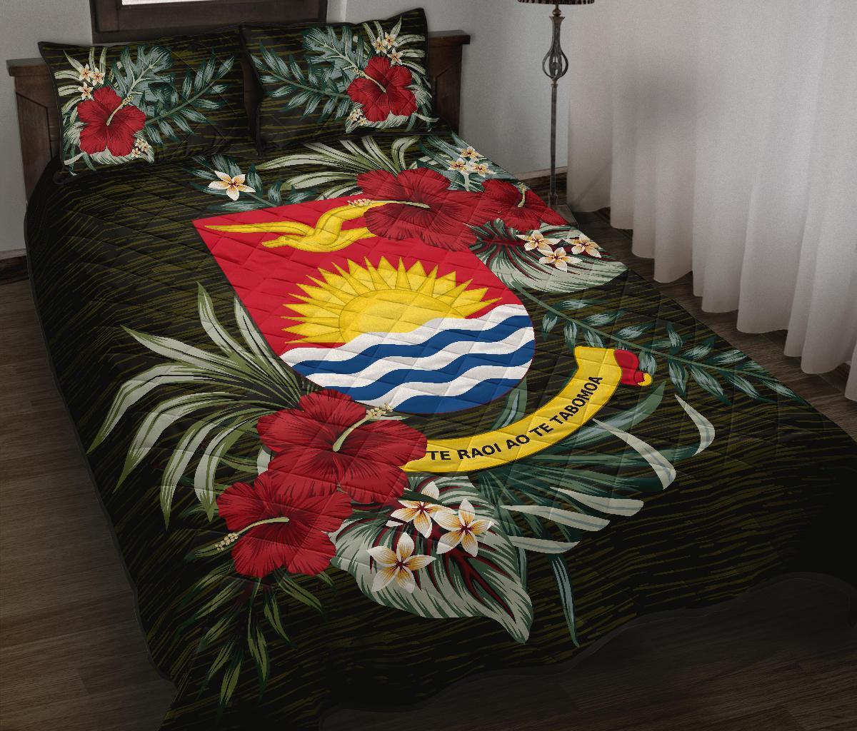 Kiribati Polynesian Quilt Bed Set - Special Hibiscus Black - Polynesian Pride