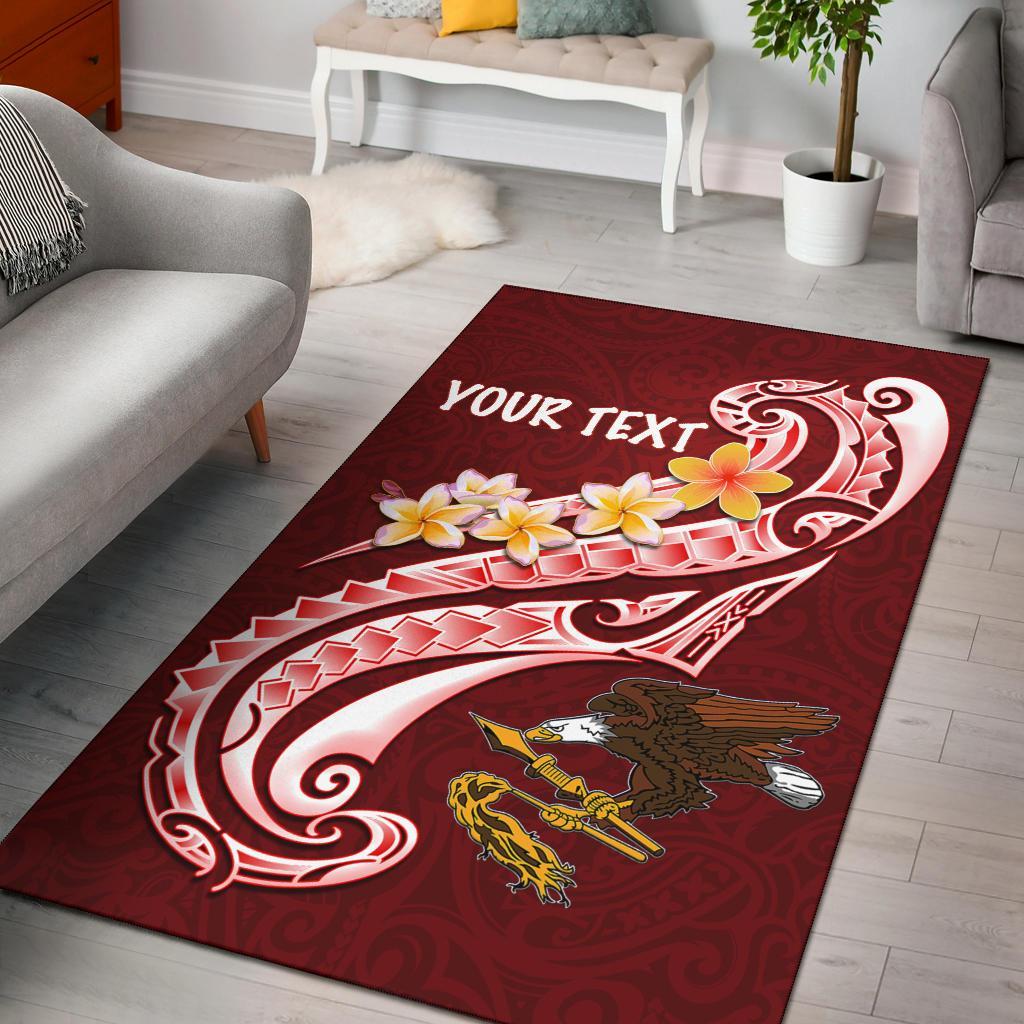 American Samoa Custom Personalised Area Rug - AS Seal Polynesian Patterns Plumeria Red - Polynesian Pride