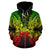 New Caledonia Polynesian All Over Zip up Hoodie Map Reggae - Polynesian Pride