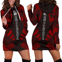 New Caledonia Hoodie Dress - Polynesian Tattoo Red Red - Polynesian Pride