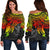 Polynesian Hawaii Women's Off Shoulder Sweater - Reggae Turtle RED - Polynesian Pride