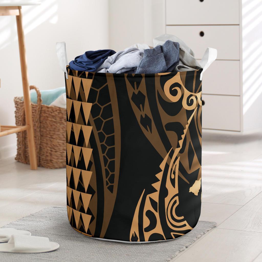 Hawaii Kakau Gold Polynesian Laundry Basket AH Laundry Basket - 1 One Size Gold - Polynesian Pride