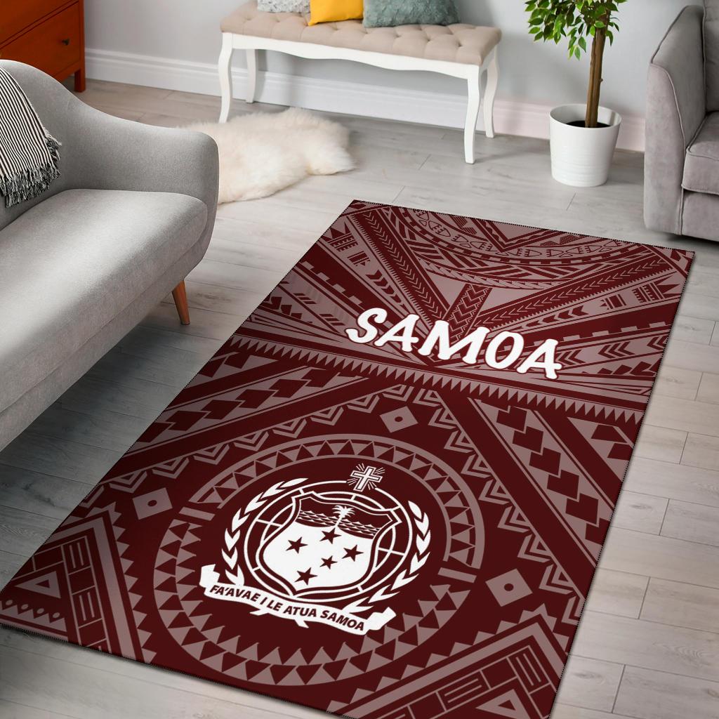 Samoa Area Rug - Samoa Seal In Polynesian Tattoo Style (Red) Red - Polynesian Pride