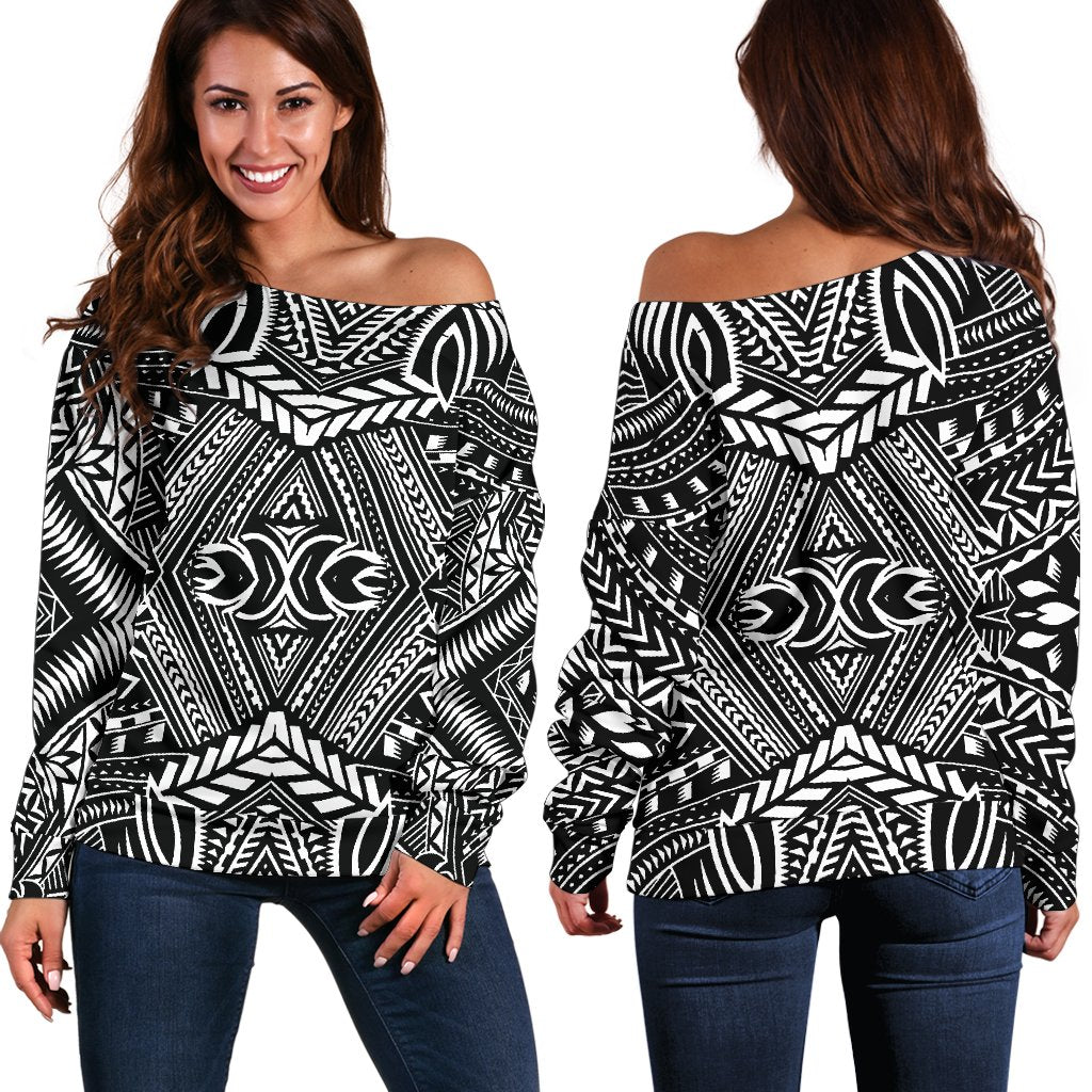 Polynesian Women's Off Shoulder Sweater 28 White - Polynesian Pride