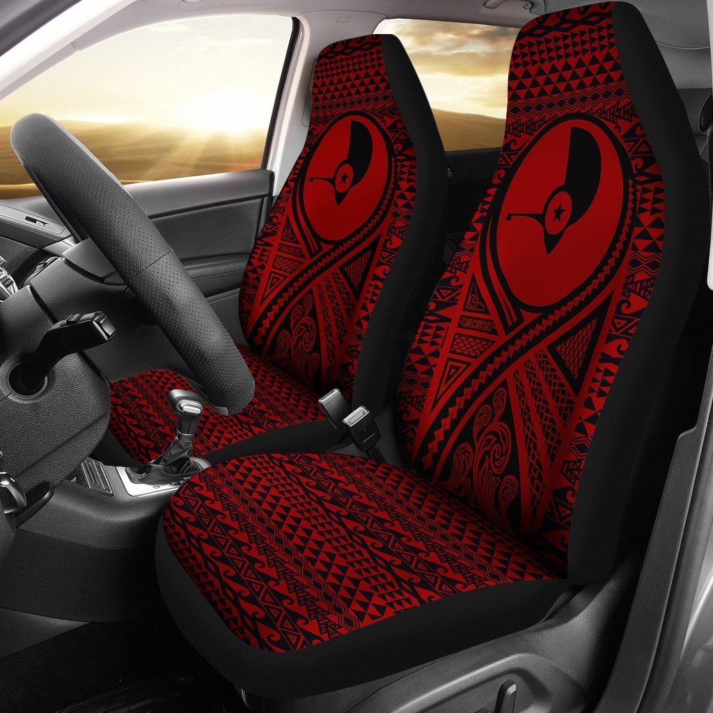 Yap Car Seat Cover - Yap Flag Polynesian Tattoo Red Universal Fit Red - Polynesian Pride