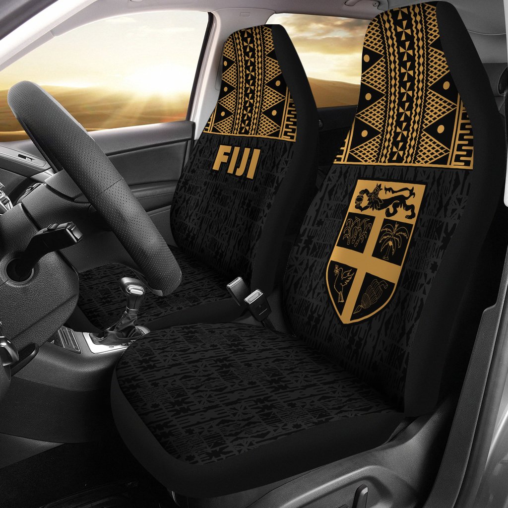 Fiji Tapa Car Seat Covers - Fiji Gold Flag Universal Fit Gold - Polynesian Pride