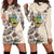 Solomon Islands Hoodie Dress - Solomon Islands Coat Of Arms & Beige Hibiscus White - Polynesian Pride