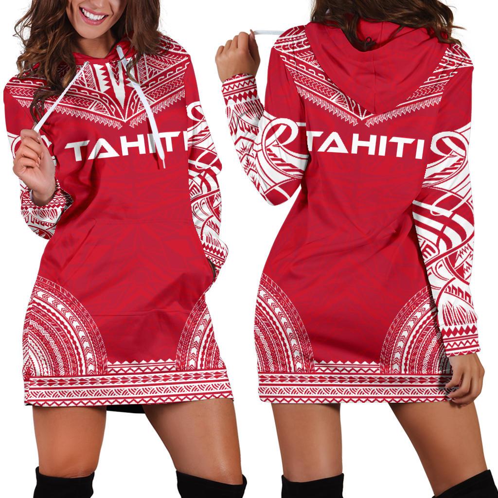 Tahiti Women's Hoodie Dress - Polynesian Flag Chief Red - Polynesian Pride