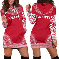 Tahiti Women's Hoodie Dress - Polynesian Flag Chief Red - Polynesian Pride