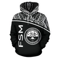 Federated States of Micronesia All Over Hoodie Micronesia Curve Black Style - Polynesian Pride