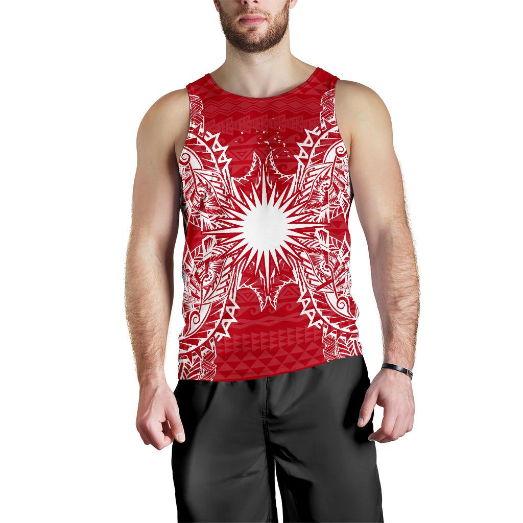 Marshall Islands Polynesian Men Tank Top Map Red White Red - Polynesian Pride