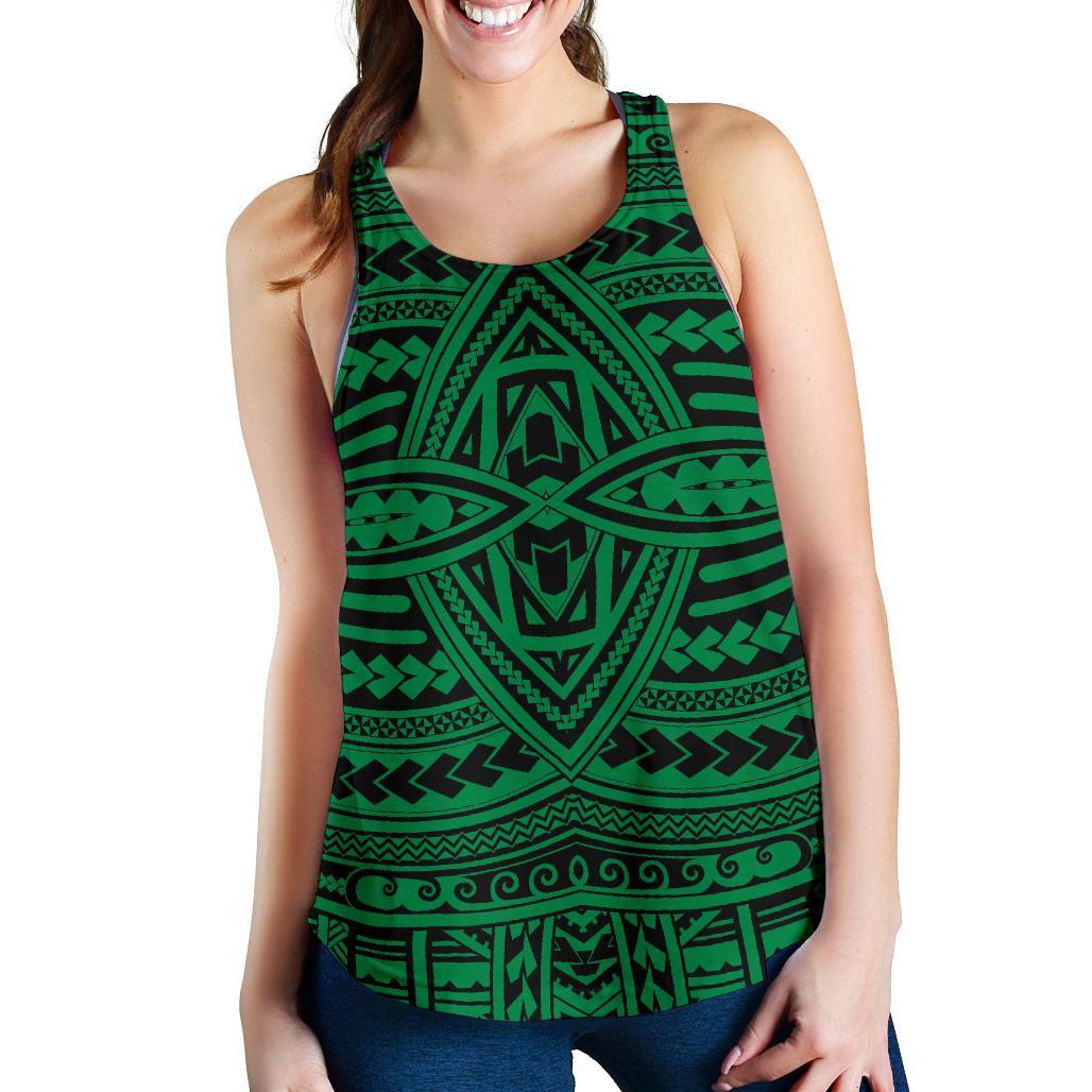 Polynesian Seamless Green Women's Racerback Tank Top Green - Polynesian Pride