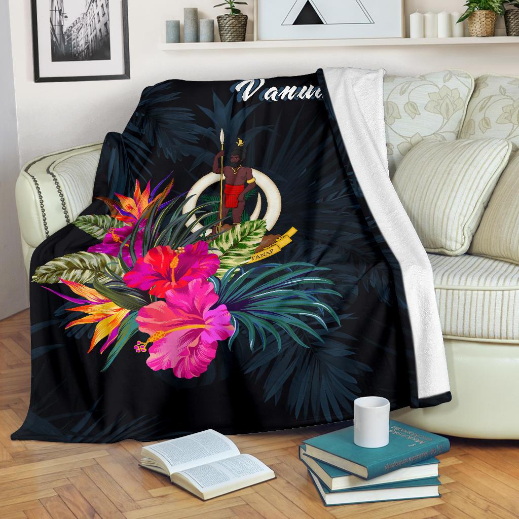 Vanuatu Polynesian Premium Blanket - Tropical Flower White - Polynesian Pride