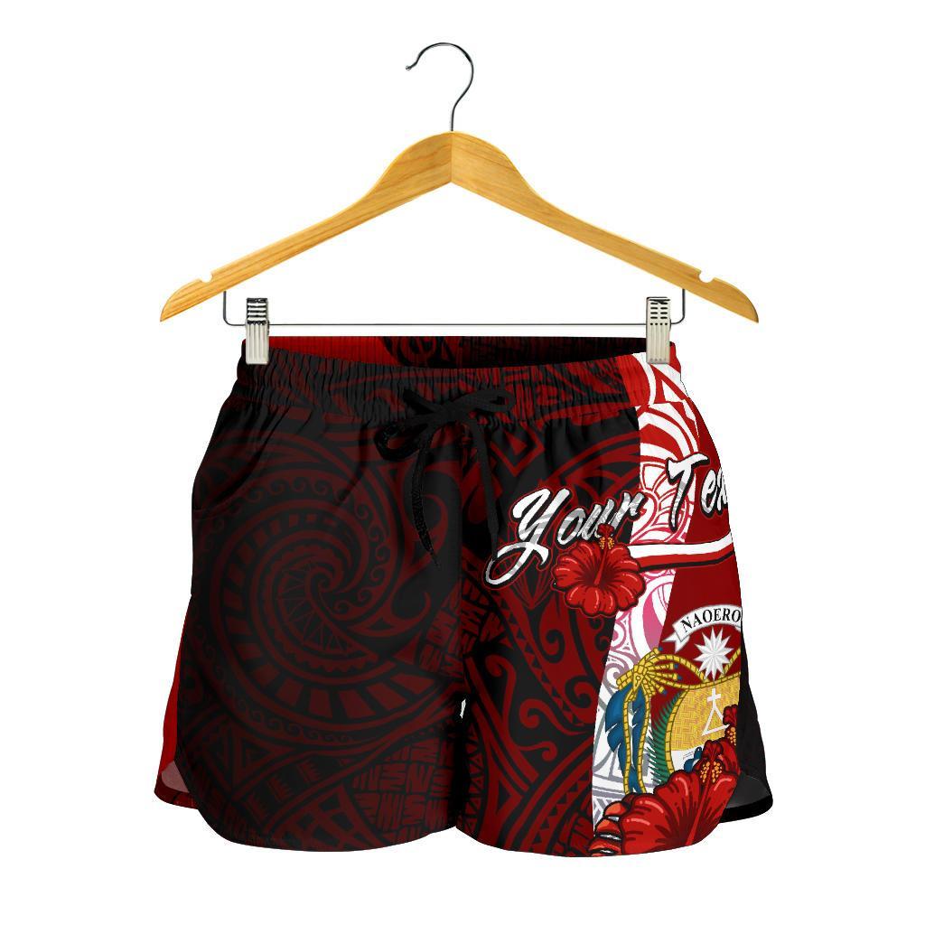 Nauru Polynesian Custom Personalised Women's Shorts - Coat Of Arm With Hibiscus - Polynesian Pride