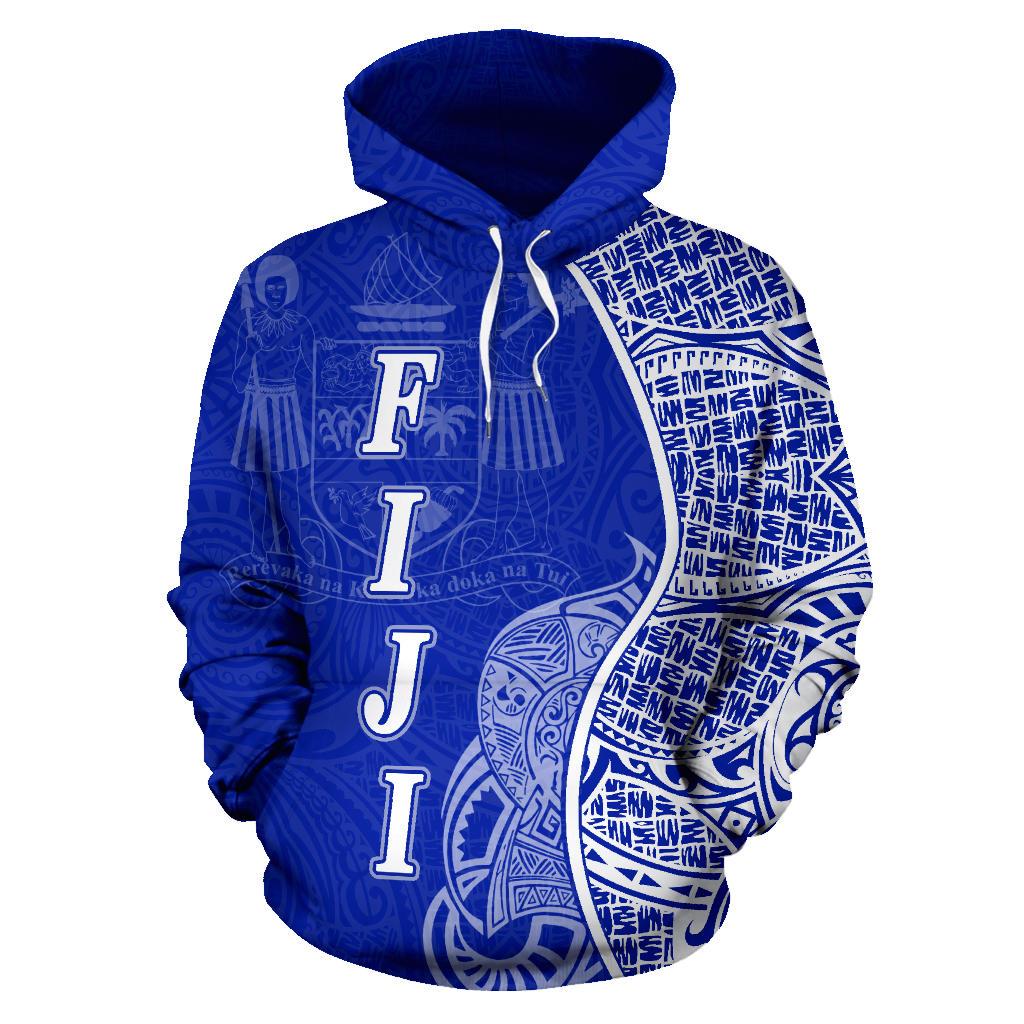 Fiji Polynesian Hoodie Coconut Tree Blue - Polynesian Pride