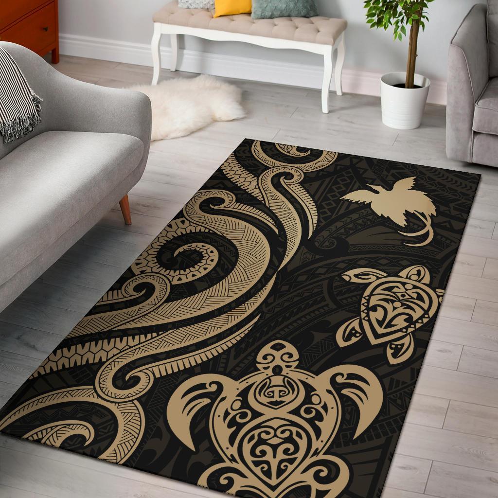 Papua New Guinea Area Rug - Gold Tentacle Turtle Gold - Polynesian Pride