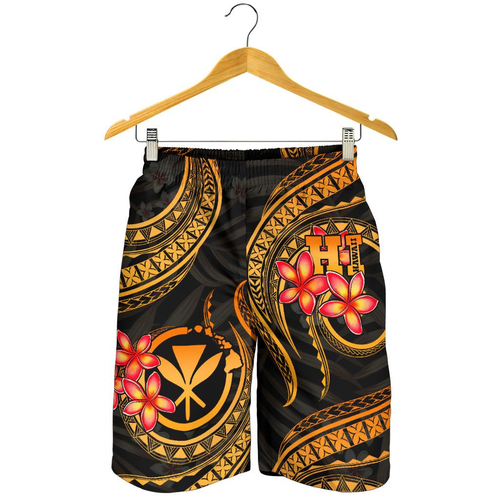 Polynesian Hawaii Men Shorts - Gold Plumeria - Polynesian Pride