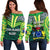 Cook Islands Rugby Women Off Shoulder Sweater Green - Polynesian Pride