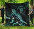 Niue Polynesian Premium Quilt - Turtle With Blooming Hibiscus Turquoise - Polynesian Pride