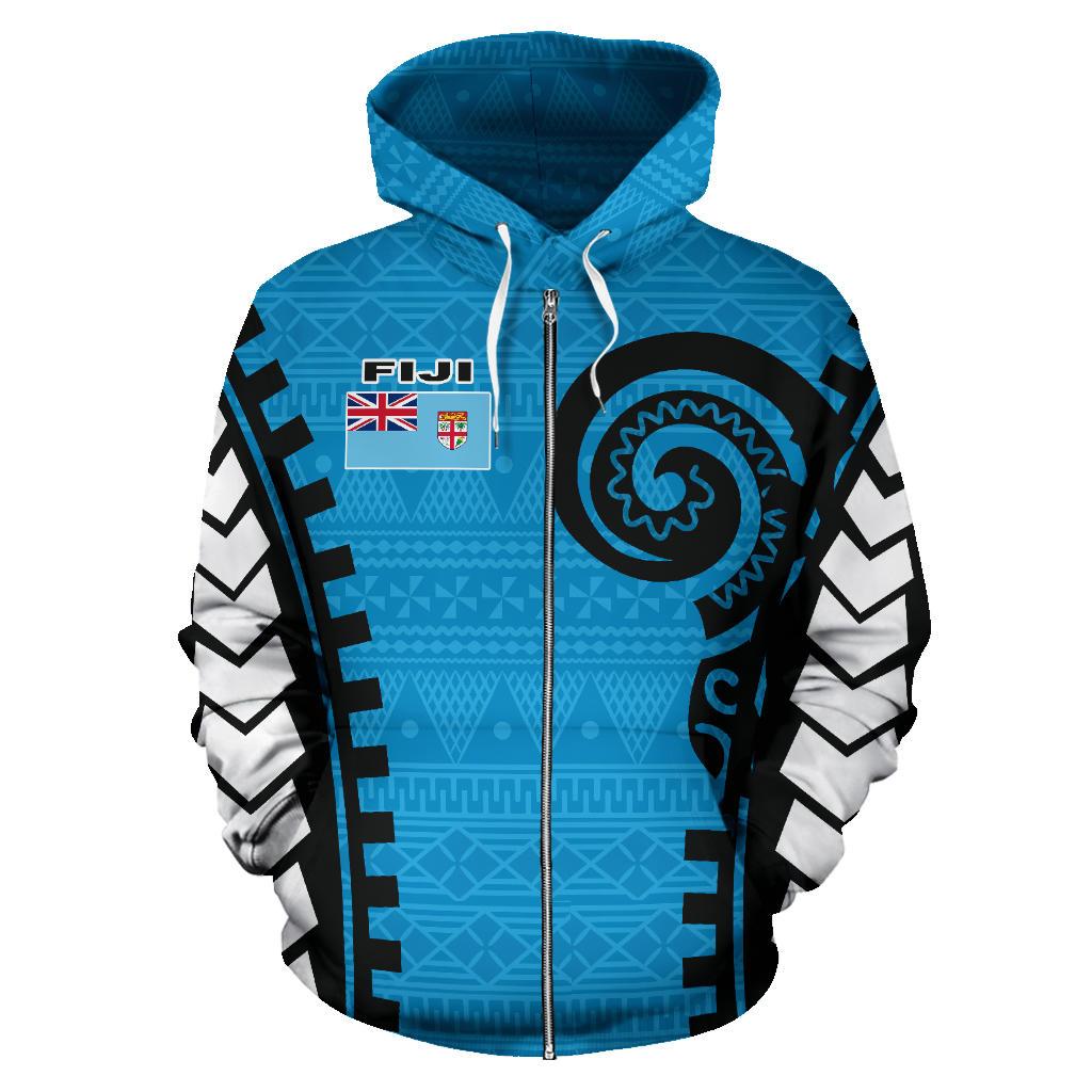 Fiji All Over Zip up Hoodie Warrior Style - Polynesian Pride
