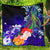 Marshall Islands Premium Quilt - Humpback Whale with Tropical Flowers (Blue) Blue - Polynesian Pride