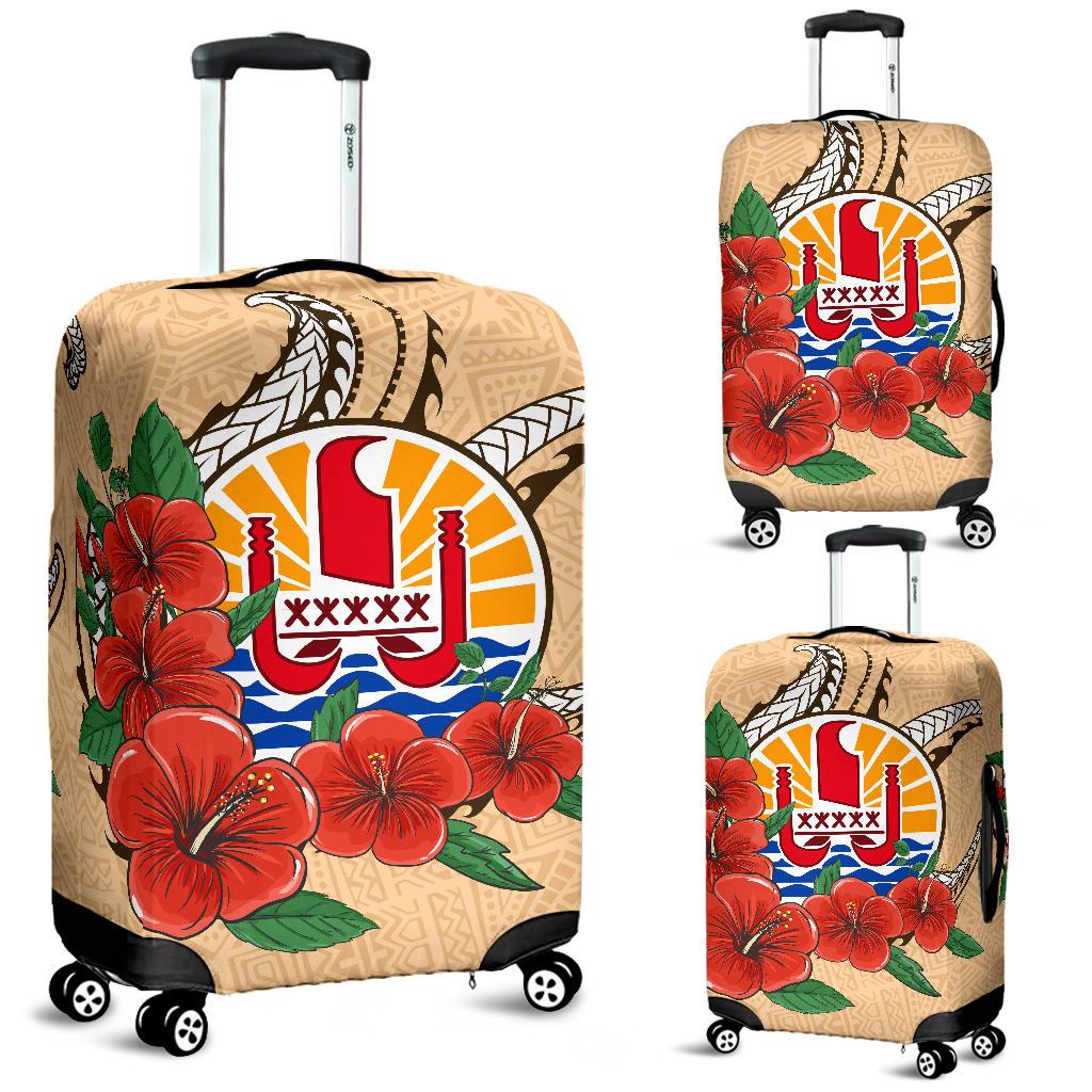 Tahiti Polynesian Luggage Covers - Hibiscus Coat of Arm Beige BEIGE - Polynesian Pride