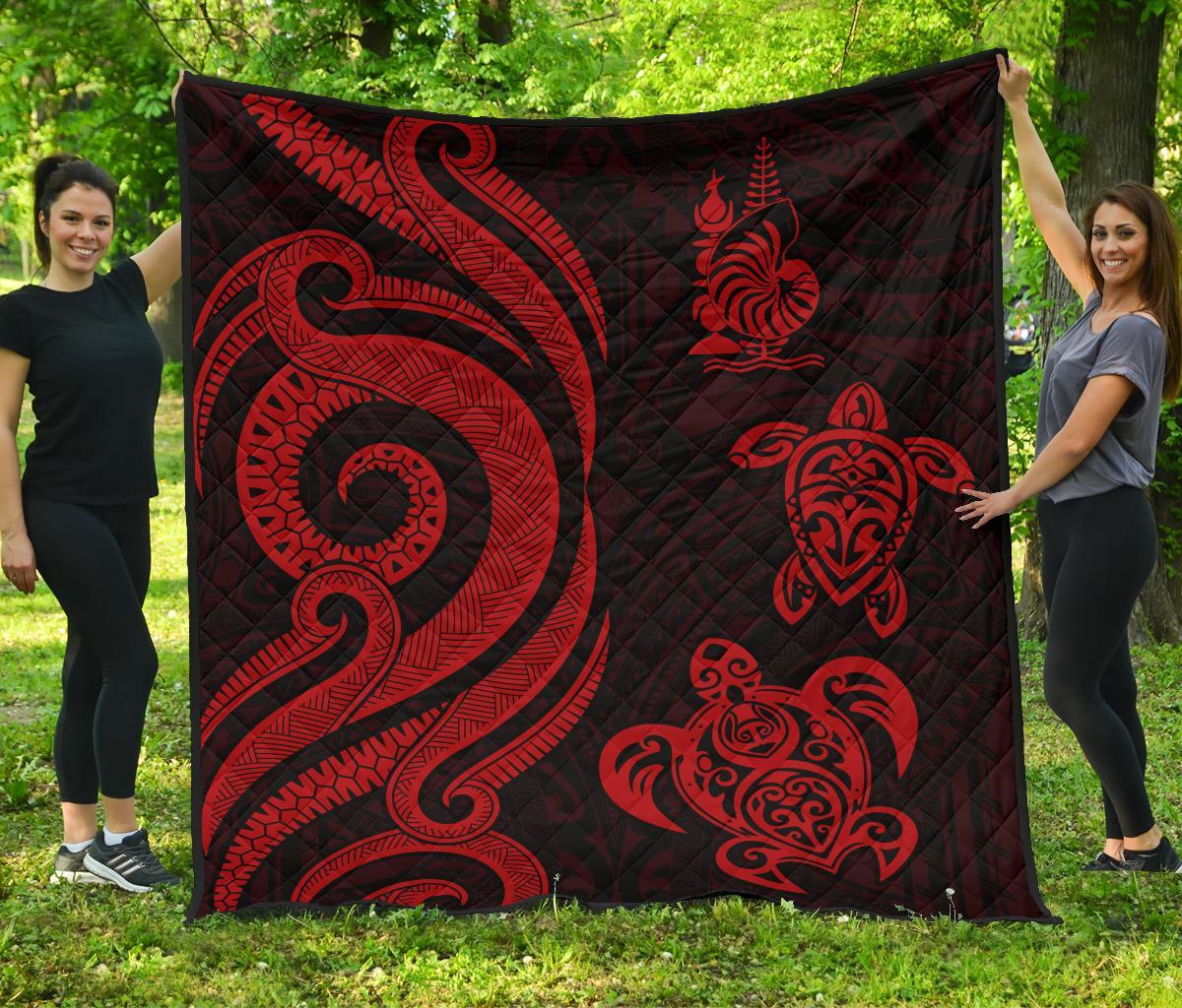 New Caledonia Premium Quilt - Red Tentacle Turtle Red - Polynesian Pride