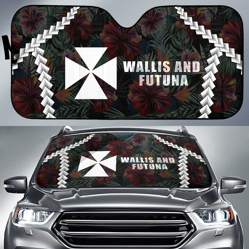 Wallis and Futuna Auto Sun Shades - Chain Polynesian Auto Sun Shade Universal Fit BLACK - Polynesian Pride