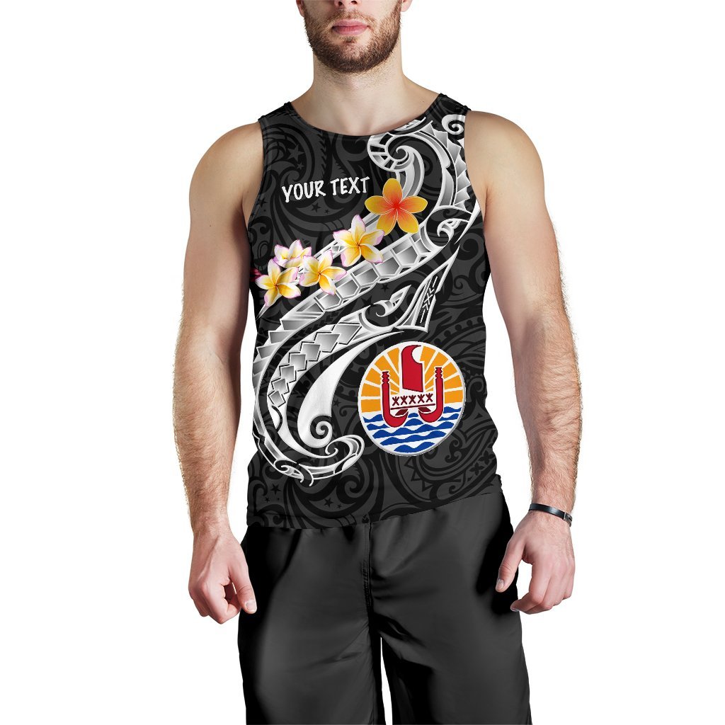 Tahiti Custom Personalised Men's Tank Top - Tahiti Seal Polynesian Patterns Plumeria (Black) Black - Polynesian Pride