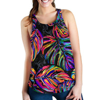 Palm Leaves Women's Racerback Tank - Neon Color Neon - Polynesian Pride