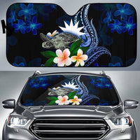 Polynesian Nauru Sun Shades - Turtle With Plumeria Flowers Auto Sun Shade Universal Fit Blue - Polynesian Pride