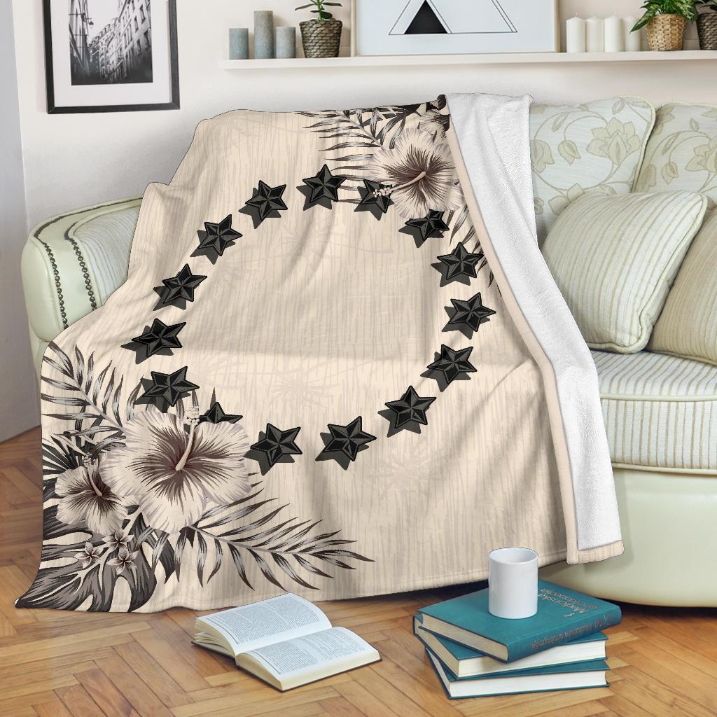 Cook Islands Blanket - The Beige Hibiscus White - Polynesian Pride