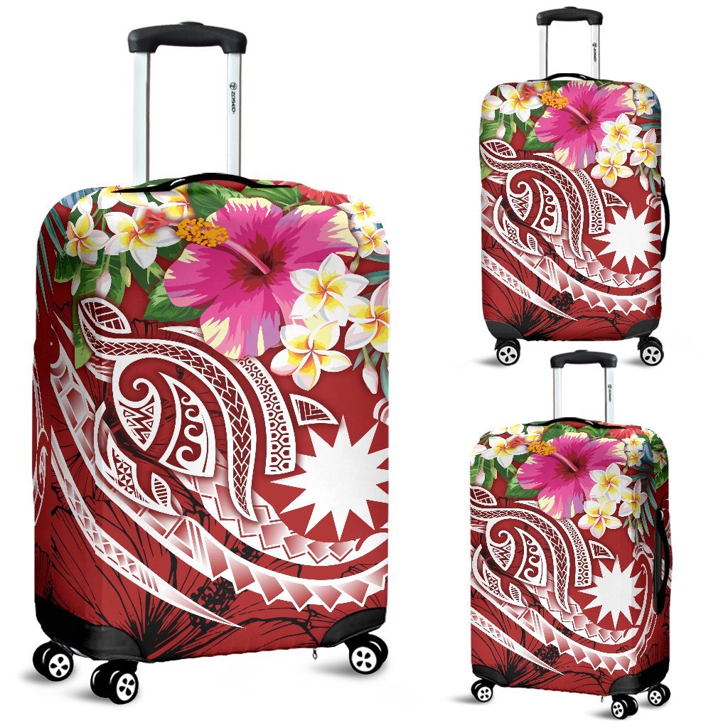 Nauru Polynesian Luggage Covers - Summer Plumeria (Red) - Polynesian Pride