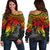 Vanuatu Polynesian Women's Off Shoulder Sweater - Reggae Turtle RED - Polynesian Pride