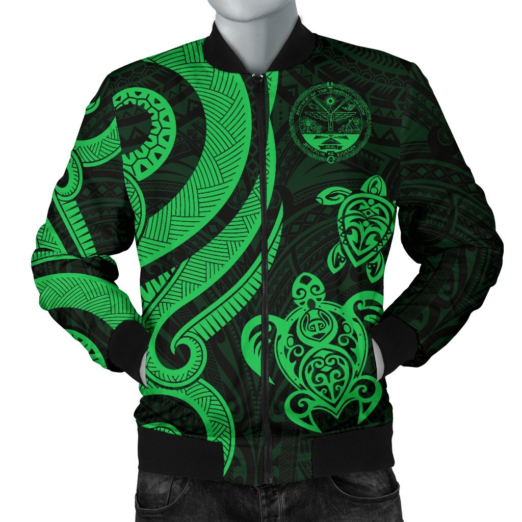 Marshall Islands Men's Bomber Jacket - Tentacle Turtle Green Green - Polynesian Pride