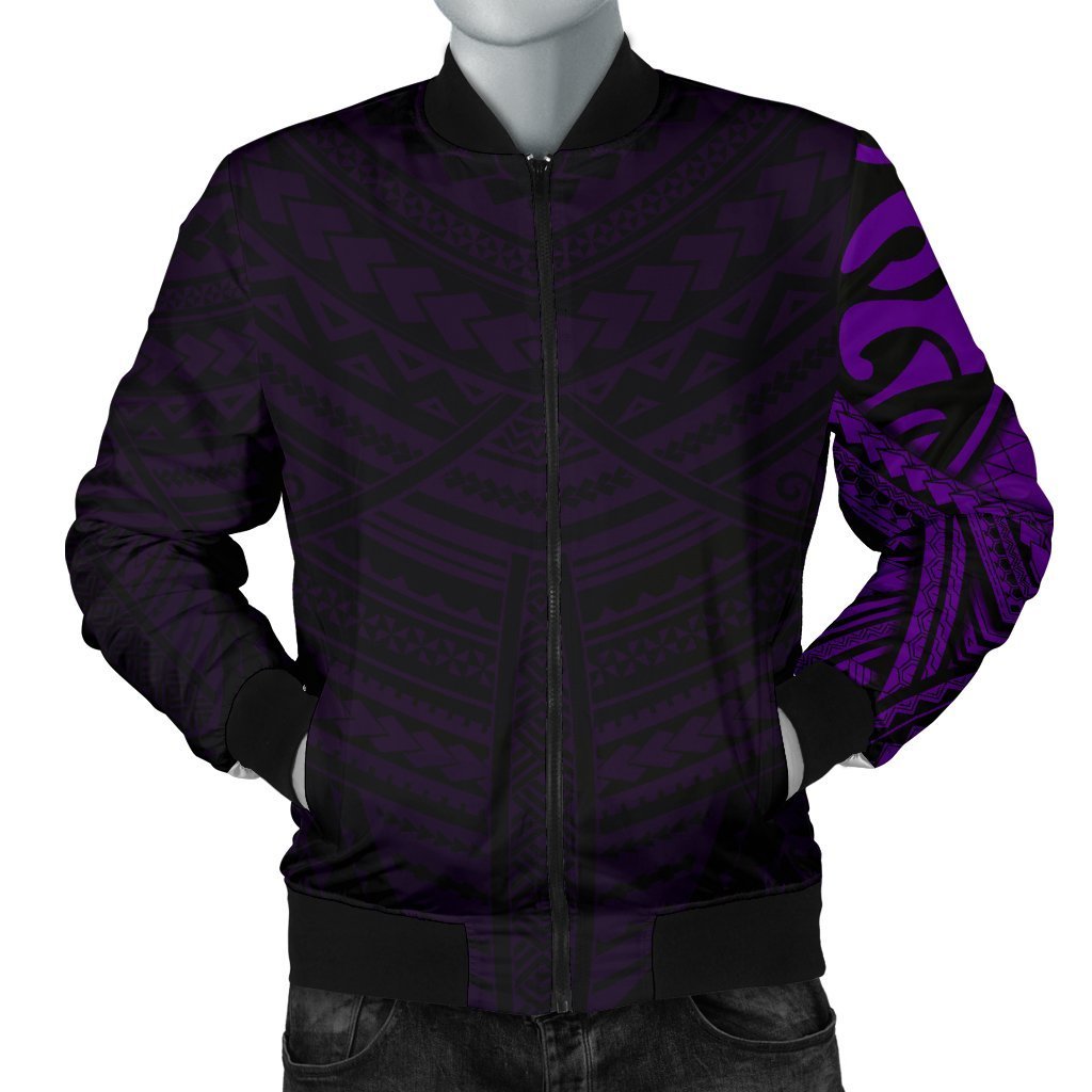 Maori Samoan Tattoo Men Bomber Jacket Violet Version Violet - Polynesian Pride