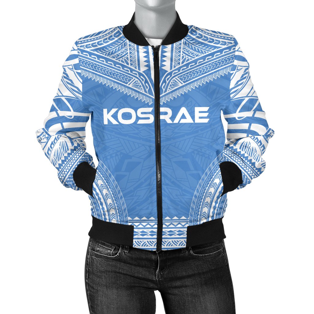 Kosrae Flag Polynesian Chief Women'S Bomber Jacket Blue - Polynesian Pride