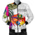 Tonga Men's Bomber Jacket Polynesian Hibiscus White Pattern - Polynesian Pride