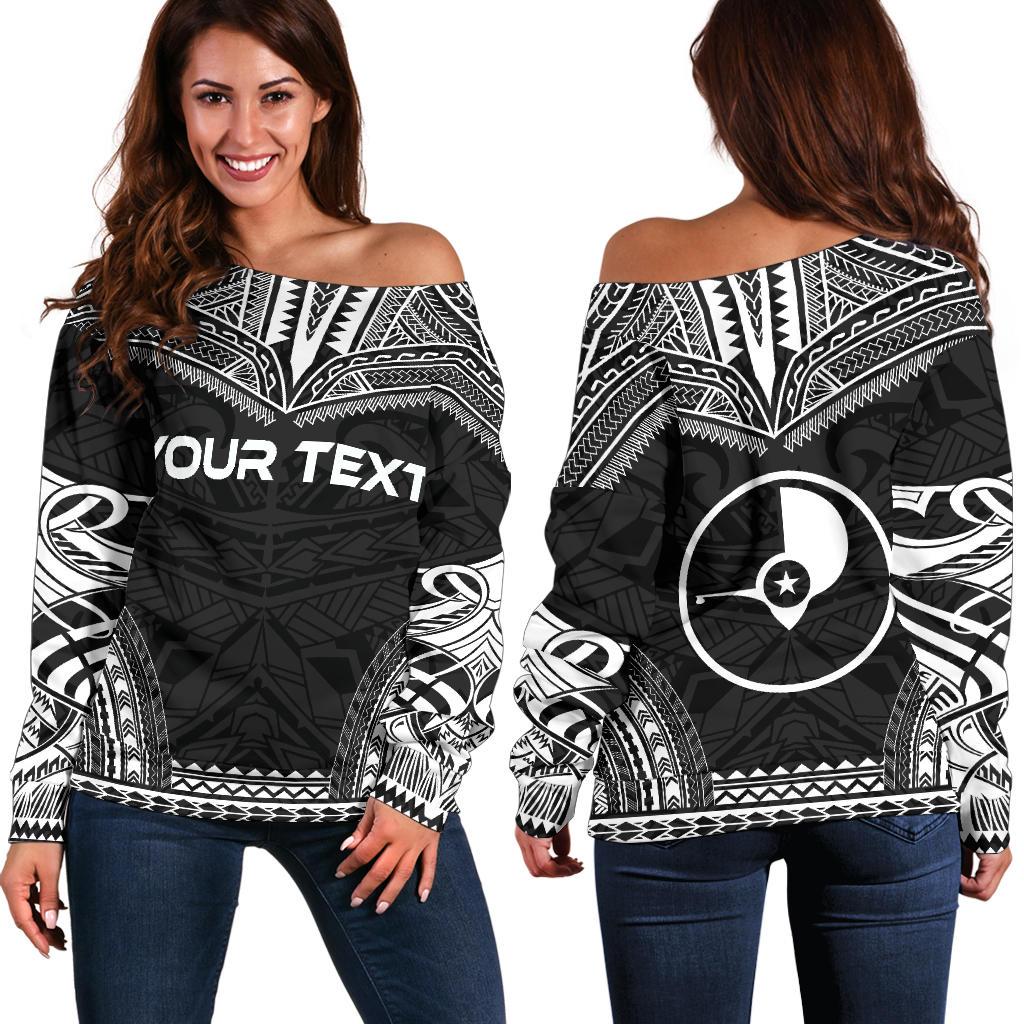 Yap Polynesian Chief Custom Personalised Women's Off Shoulder Sweater - Black Version Black - Polynesian Pride