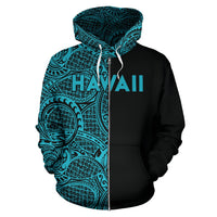 Polynesian Madame Pele Mauna Kea Hawaii Zip Hoodie The Half Blue - Polynesian Pride