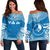 Yap Flag Polynesian Chief Women's Off Shoulder Sweater Blue - Polynesian Pride