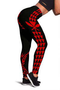 Kanaka Red Polynesian Women's Leggings Red - Polynesian Pride