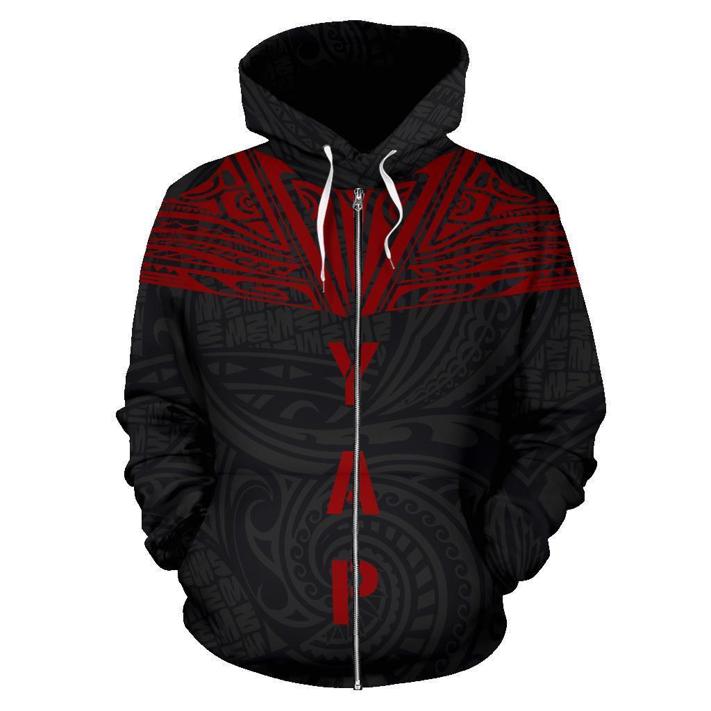Yap All Over Zip up Hoodie Red Neck Style - Polynesian Pride