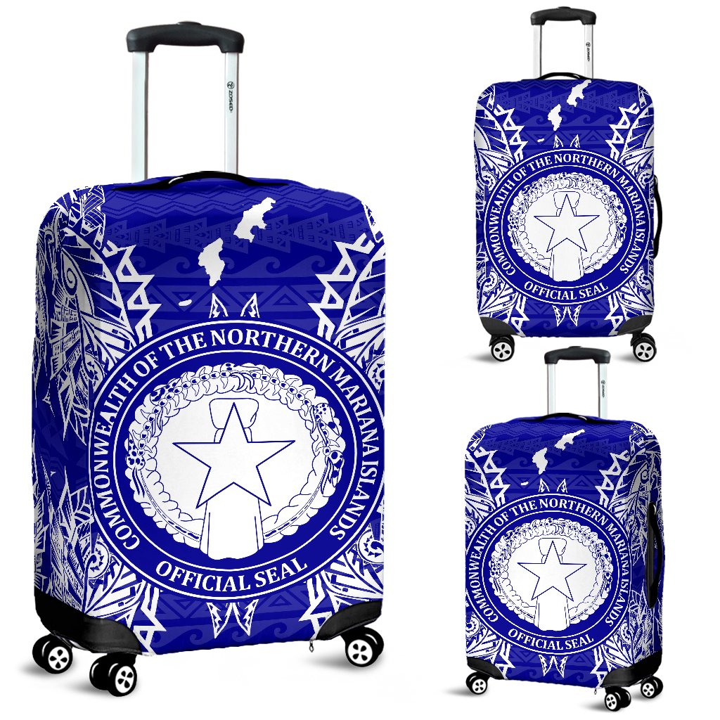 Northern Mariana Islands Polynesian Luggage Covers Map Blue Blue - Polynesian Pride