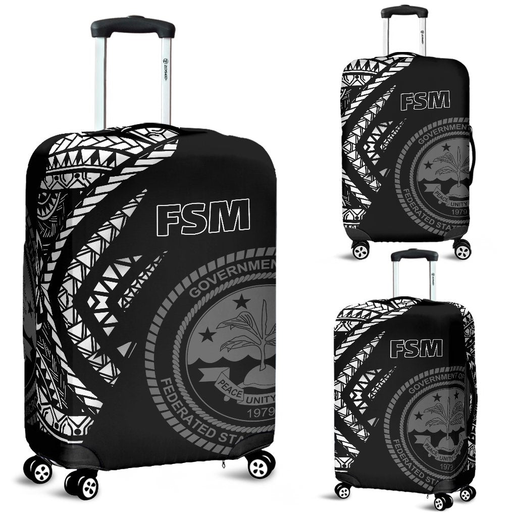 Federated States of Micronesia Pattern Luggage Covers Black - Polynesian Pride