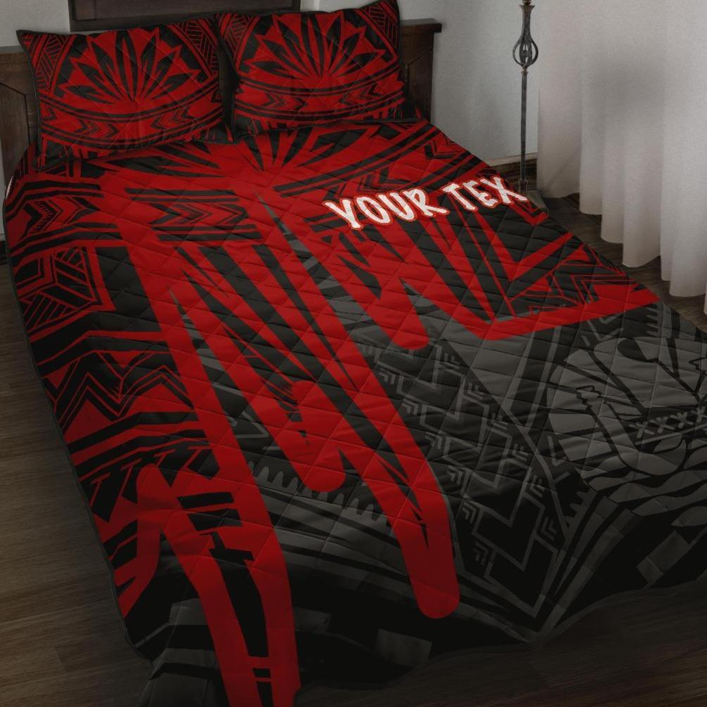 Tahiti Personalised Quilt Bed Set - Tahiti Seal In Heartbeat Patterns Style (Red) Red - Polynesian Pride