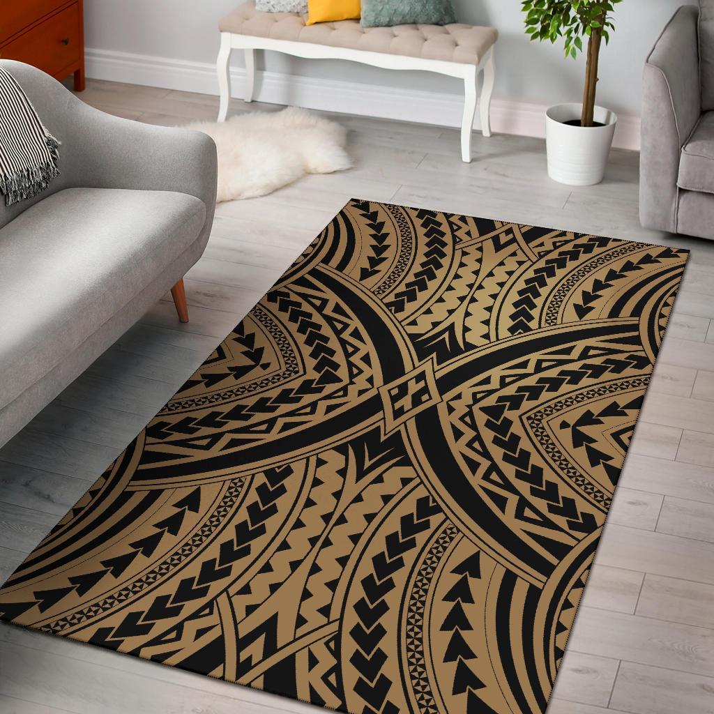 Hawaii Area Rug Polynesian Tradition AH Rug Gold - Polynesian Pride