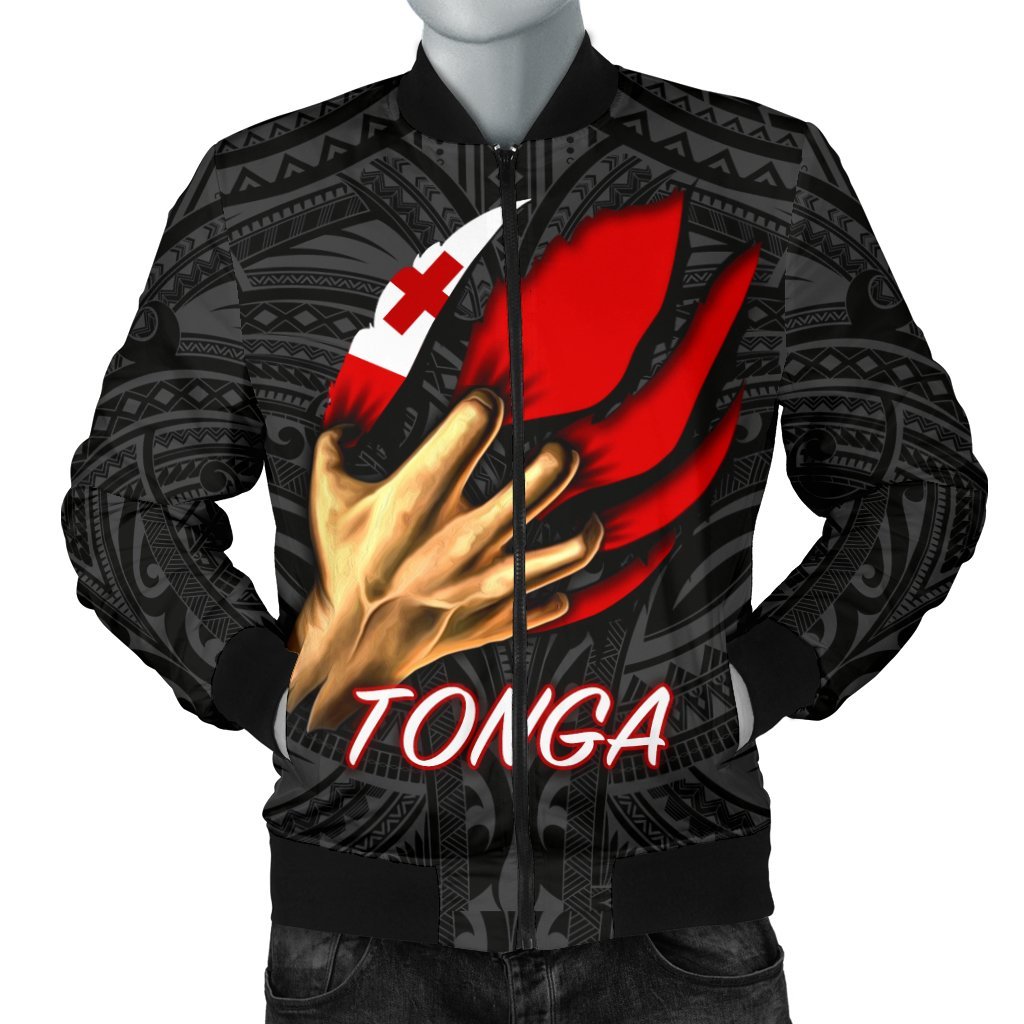 Tonga Men's Bomber Jacket - Tonga In Me (Black) Black - Polynesian Pride