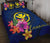 Hawaii Polynesian Quilt Bed Set - Floral With Seal Blue - Polynesian Pride