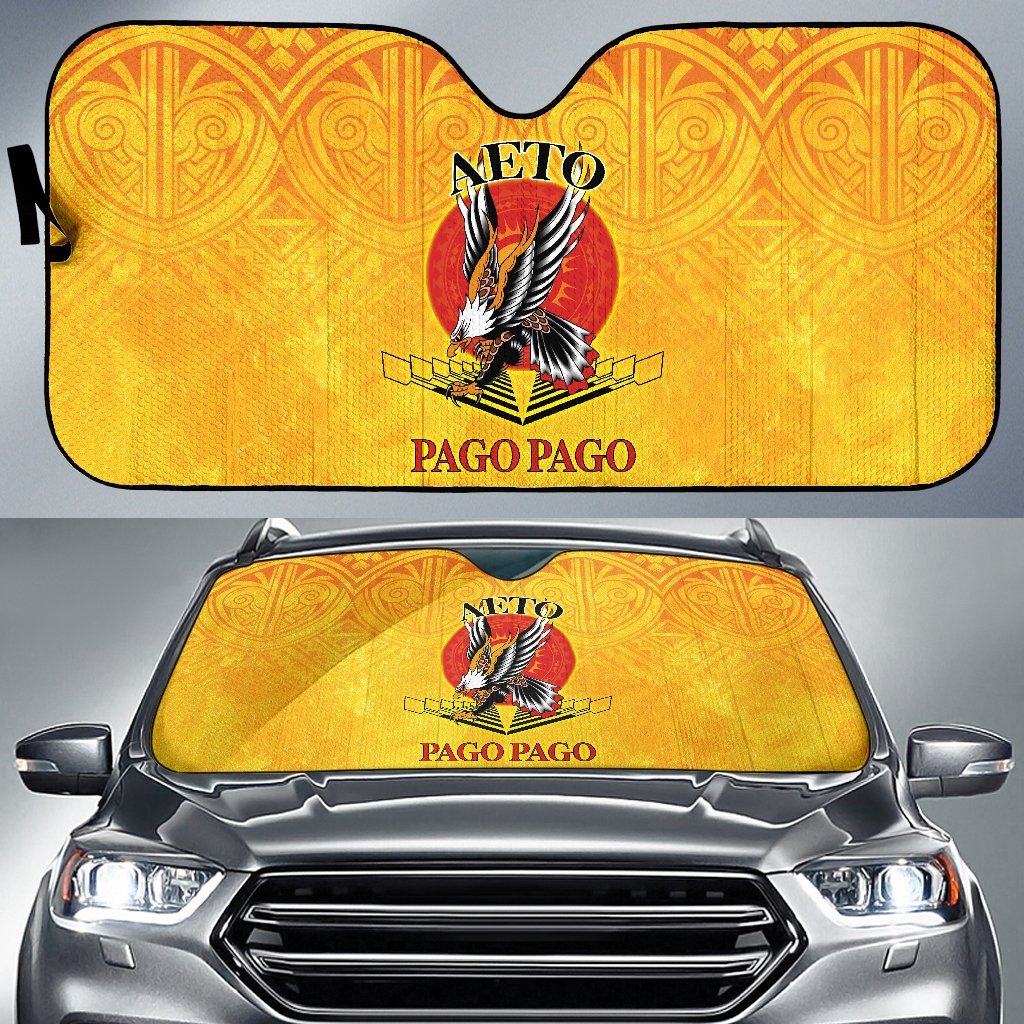 American Samoa Auto Sun Shades - Pago Pago Aeto (Ver 2) Auto Sun Shade Universal Fit Yellow - Polynesian Pride